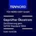 Siegel der TÜV NORD CERT GmbH für die Zertifizierung "Geprüfter Ökostrom" nach VdTÜV Standard 1304