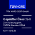 Siegel der TÜV NORD CERT GmbH für die Zertifizierung "Geprüfter Ökostrom" nach VdTÜV Standard 1304
