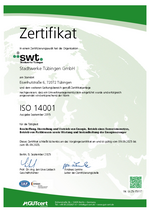 Zertifikat ISO 14001 Stadtwerke Tübingen