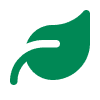 Grüne Blattgrafik mit einer abgerundeten Form und einem kleinen Schnörkel, auf neutralem Hintergrund dargestellt