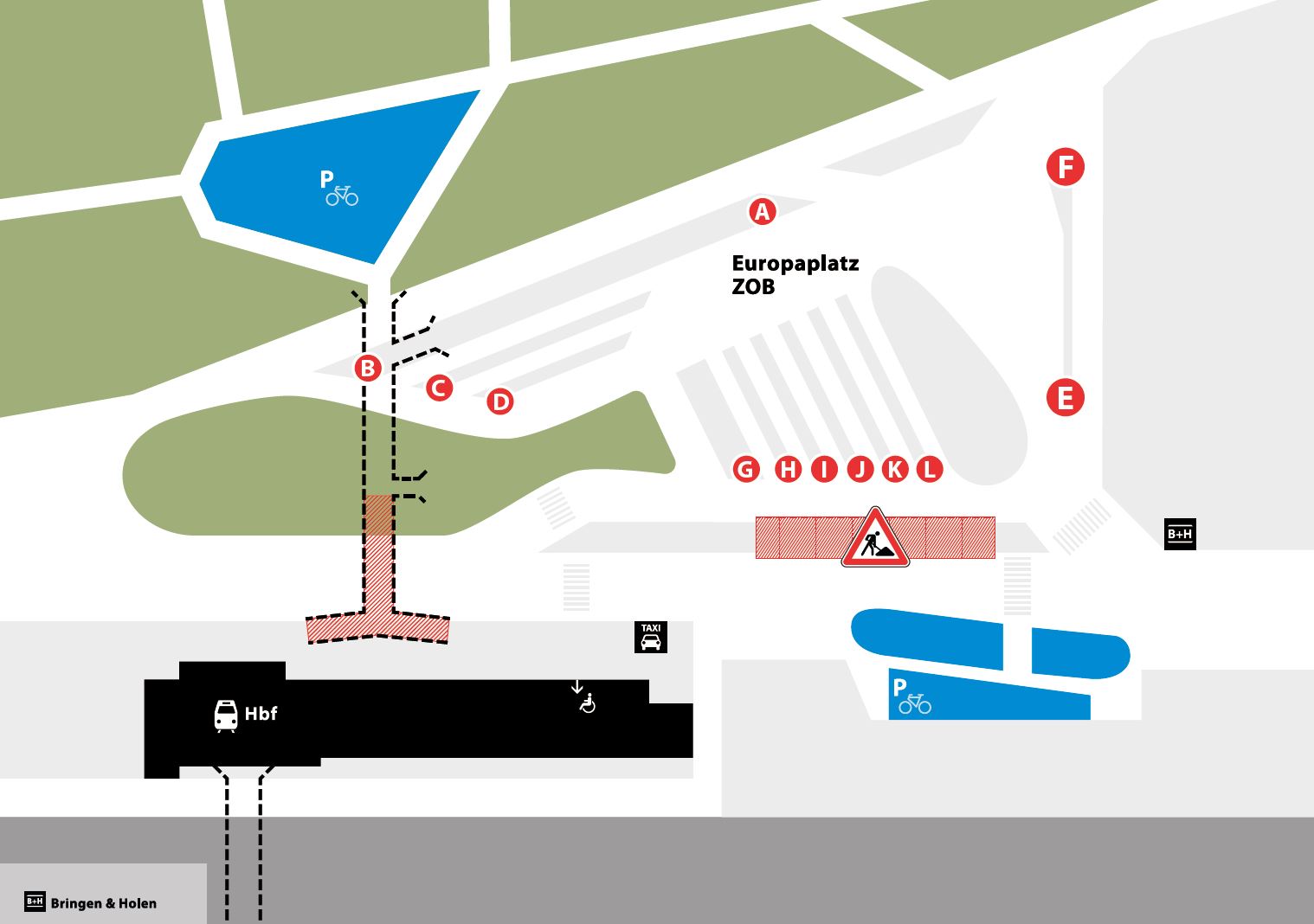Bussteige Hbf TüBus Stadtwerke Tübingen